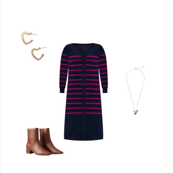 NEW LOFT Striped Cardigan Midi Dress - Picture 3 of 13